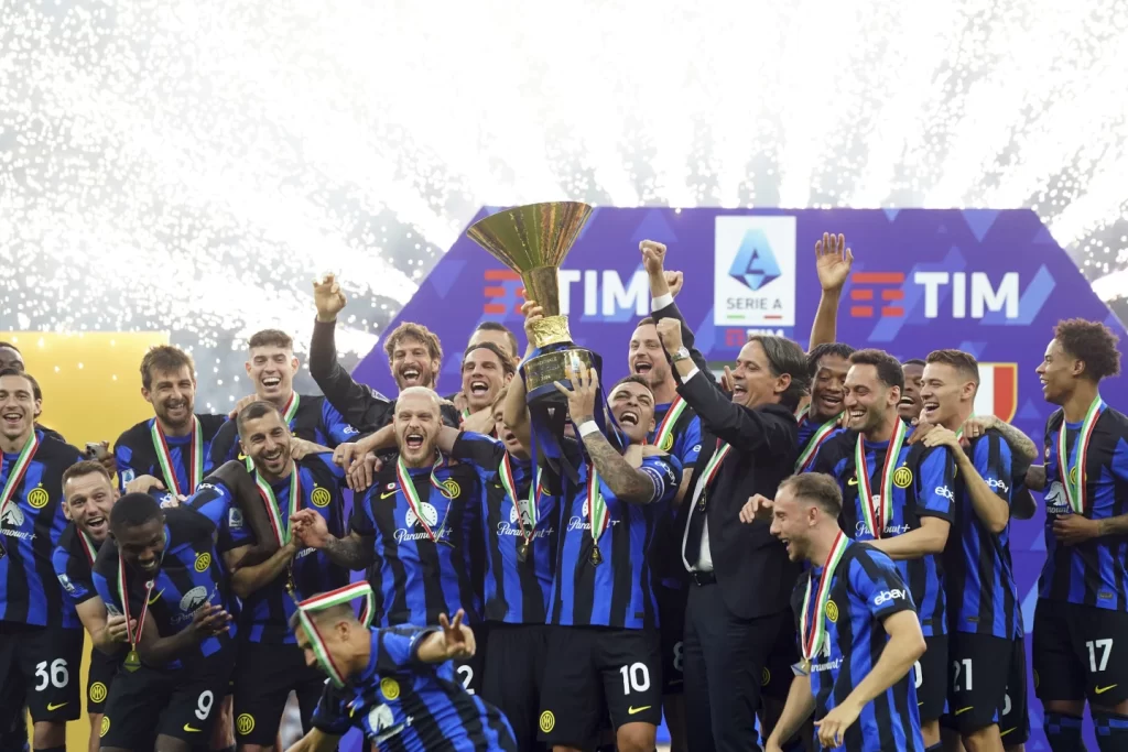 Inter Milan Celebrates 20th Serie A Title Under Glittering San Siro Lightsillustration